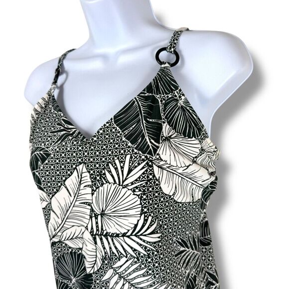Kona Sol Swimsuit Womens Large Green White Tropical Leaf Print One-Piece - Picture 5 of 9